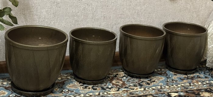 Фотография покупателя товара Горшок для цветов «Греция», керамический, с поддоном, 8 л, цвет тёмное золото - Фото 1