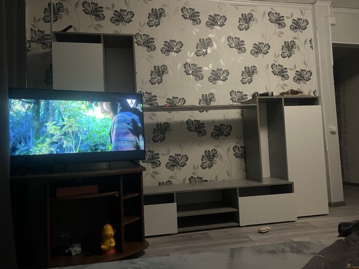 Фотография покупателя товара Стенка в гостиную «Дельта», 2648×456×1874 мм, цвет бетон/белый - Фото 7