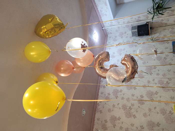 Фотография покупателя товара Букет из шаров "Романтика", фольга, латекс, желтый, набор из 14 шт. - Фото 6