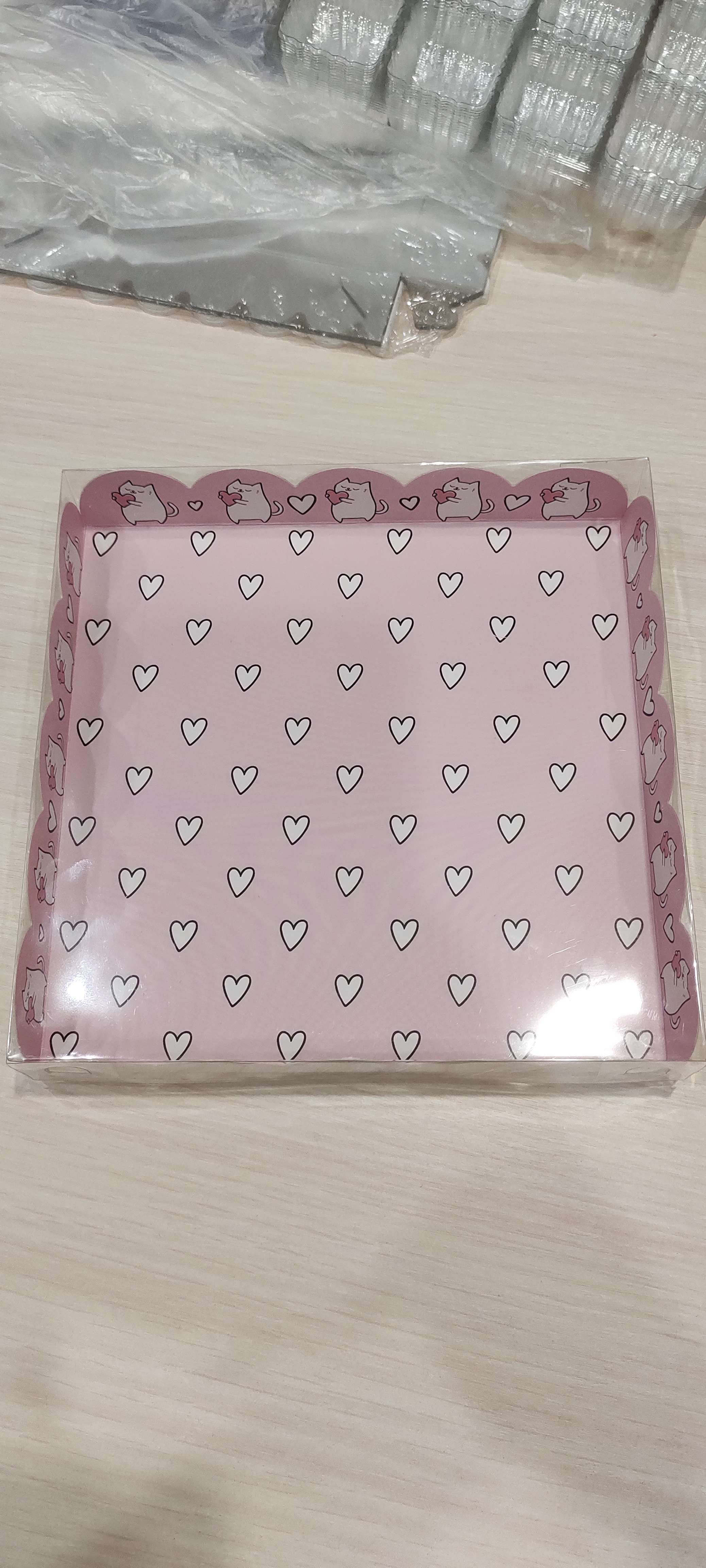 Фотография покупателя товара Коробка для кондитерских изделий с PVC-крышкой Love, 18 × 18 × 3 см - Фото 1