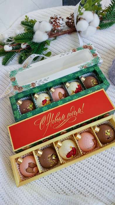 Фотография покупателя товара Коробка под 5 конфет с ячейками «С Новым годом», 21×3×5.5 см - Фото 1