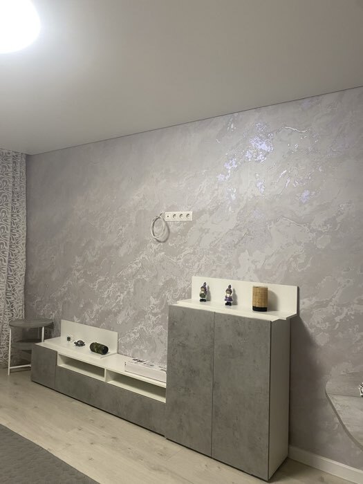 Фотография покупателя товара Гостиная «Лира», 2130×1680×350 мм, цвет белый матовый/бетон - Фото 8