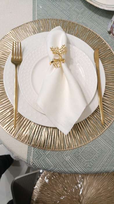 Фотография покупателя товара Салфетки сервировочные на стол Доляна «Сияние», d=38 см, 4 шт., золотые - Фото 1