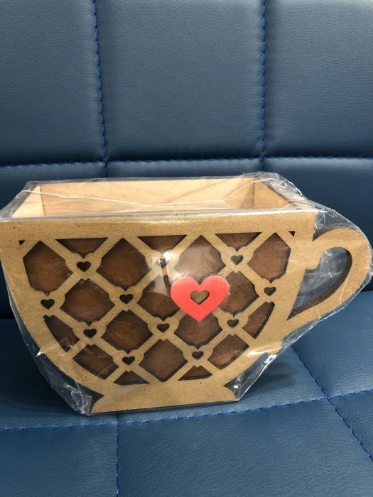 Фотография покупателя товара Кашпо деревянное 18.3×8.1×11 см уникальное "Чашечка чая, с сердцем", морёный - Фото 1