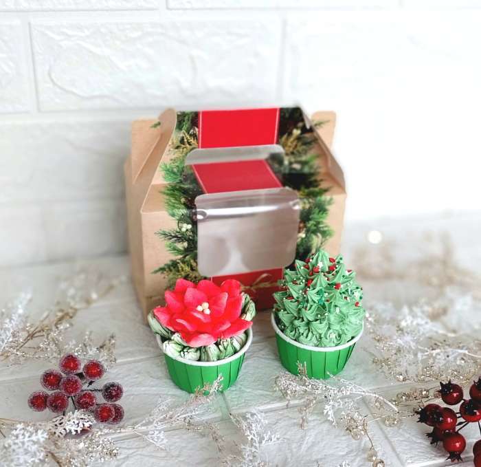 Фотография покупателя товара Коробочка для кексов новогодняя Happy, 16×10×8 см - Фото 2