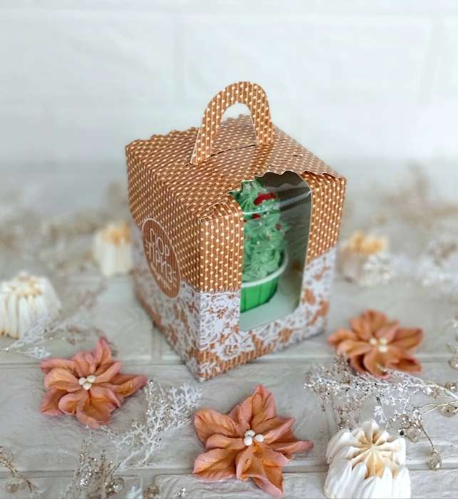 Фотография покупателя товара Складная коробка под один капкейк «Ручная работа», 9 х 9 х 11 см - Фото 1