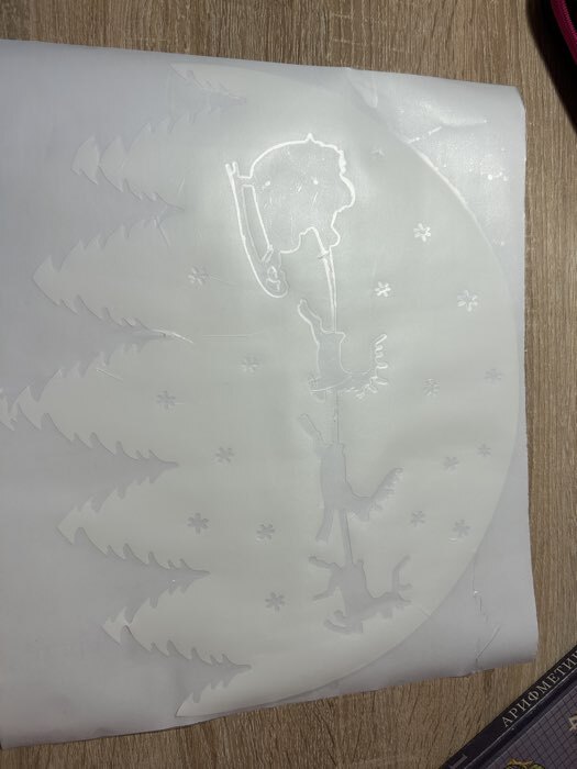 Фотография покупателя товара Наклейка декоративная для окон «Санта на фоне луны», 37×32 см - Фото 2