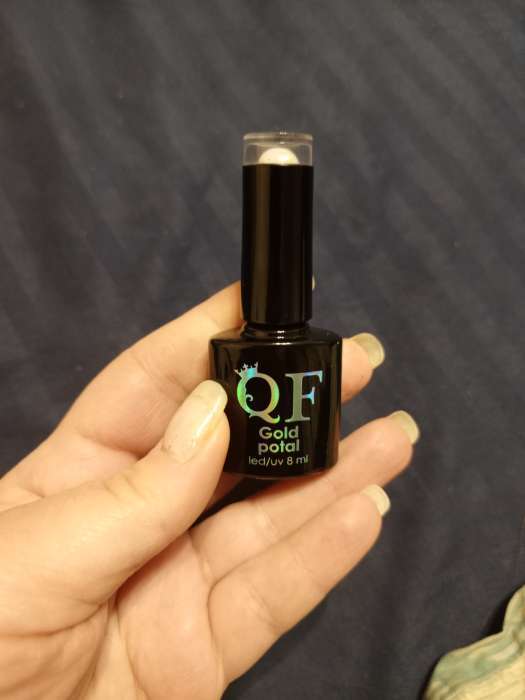 Фотография покупателя товара Гель лак для ногтей «GOLD POTAL», трехфазный, 8 мл, LED/UV, голубой, золотистый (060) - Фото 4