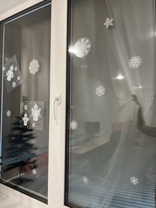 Фотография покупателя товара Наклейки новогодние «Ёлка», 35×33 см - Фото 1