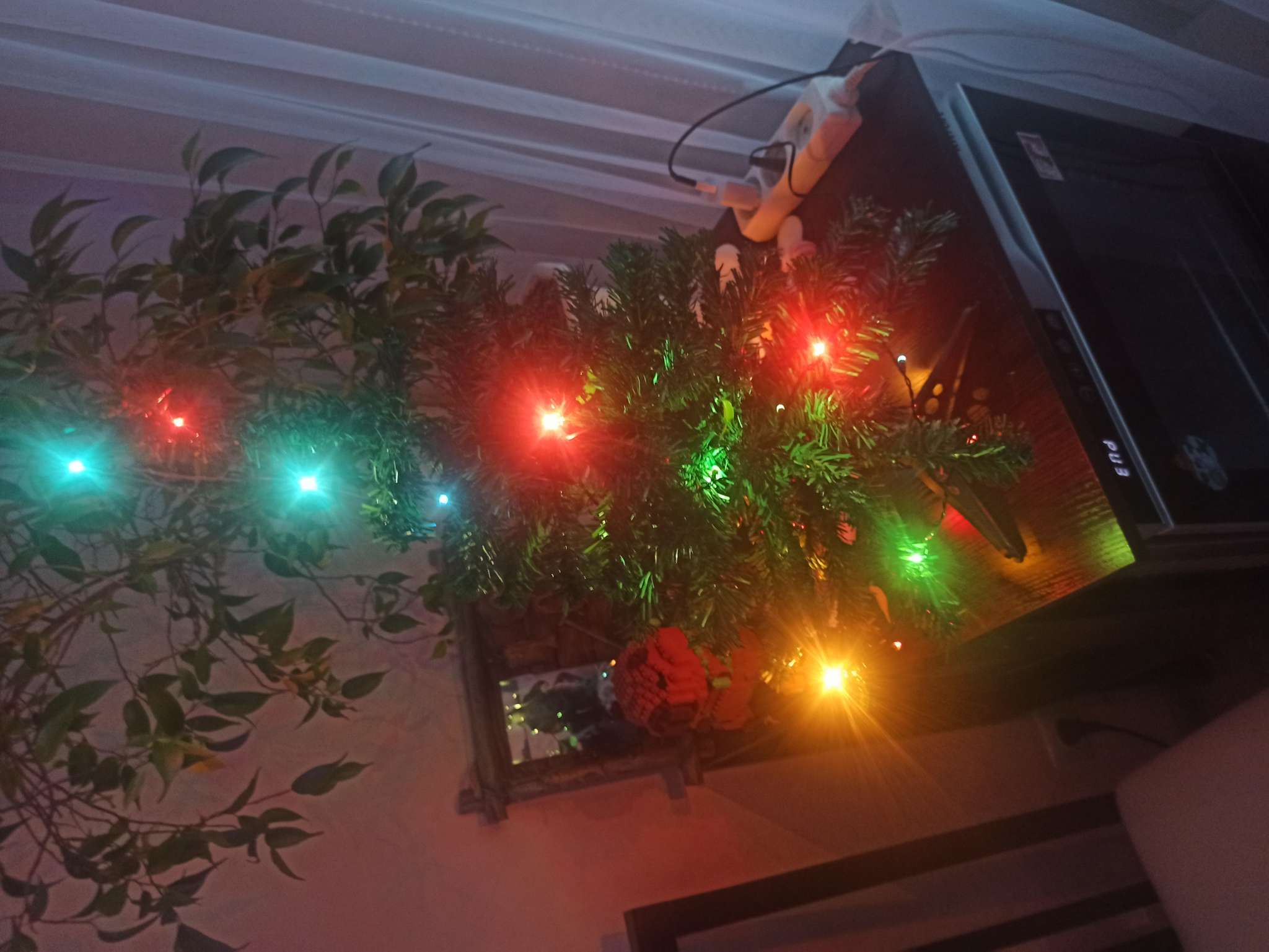 Фотография покупателя товара Гирлянда «Нить» 1.2 м, IP20, тёмная нить, 20 ламп, свечение мульти, 220 В - Фото 1