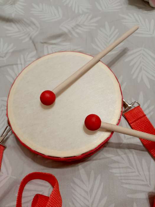 Фотография покупателя товара Игрушка музыкальная Лесная мастерская «Барабан», бумажная мембрана, 14×14×4.5 см, МИКС - Фото 2