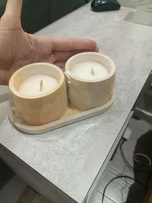 Фотография покупателя товара УЦЕНКА Свечи в подсвечнике «Лофт», соевый воск, деревянный фитиль, МИКС - Фото 1