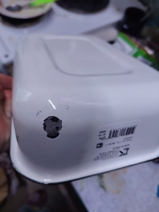 Фотография покупателя товара Контейнер, 1.5 л, с крышкой, эмалированная сталь, деколь МИКС, белый - Фото 11