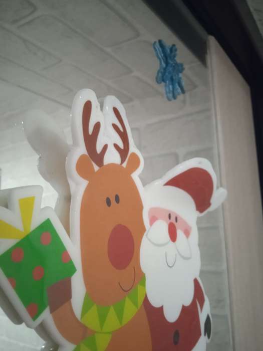 Фотография покупателя товара Наклейка на стекло «Дед Мороз с оленем», 16.5×16.5 см - Фото 10