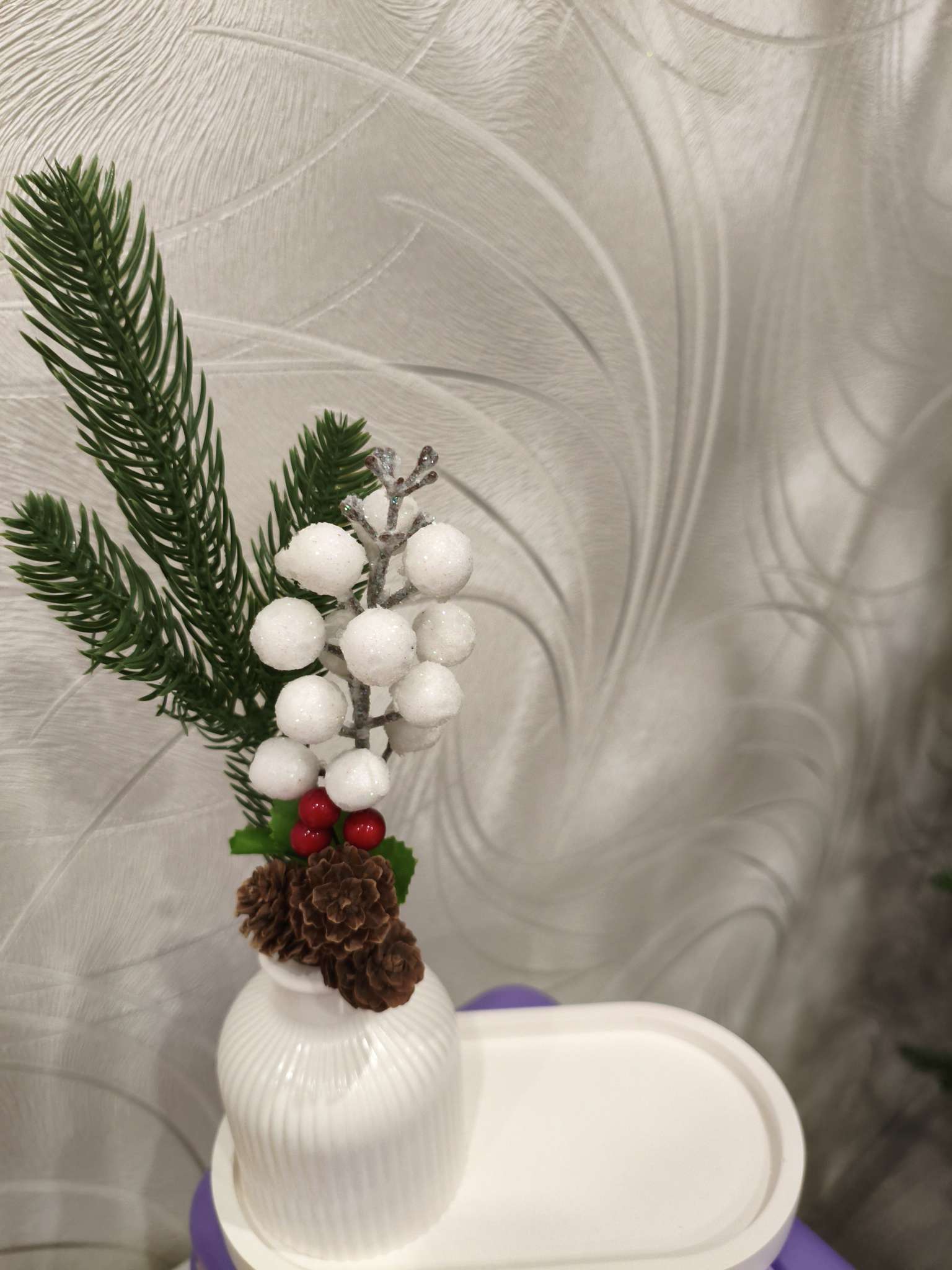 Фотография покупателя товара Ветка декоративная новогодняя, набор 5 шт., 27 см - Фото 3