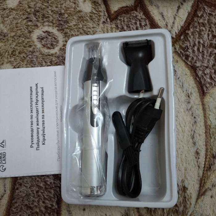 Фотография покупателя товара Триммер для волос Luazon LTRI-09, для носа/ушей, 2 насадки, АКБ, серый - Фото 1