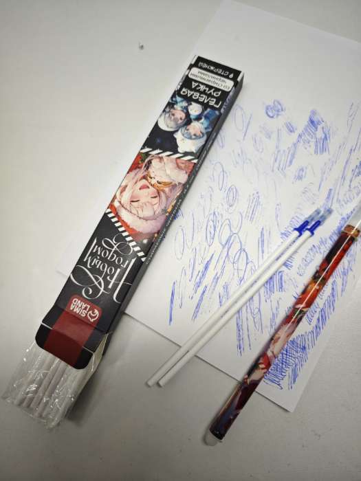 Фотография покупателя товара Ручка пиши-стирай, гелевая, синяя паста, 0.5 мм и стержни 9 шт. «Аниме» - Фото 1