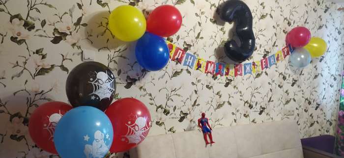 Фотография покупателя товара Гирлянда на ленте "С Днем Рождения", длина 216 см, Человек-паук - Фото 4