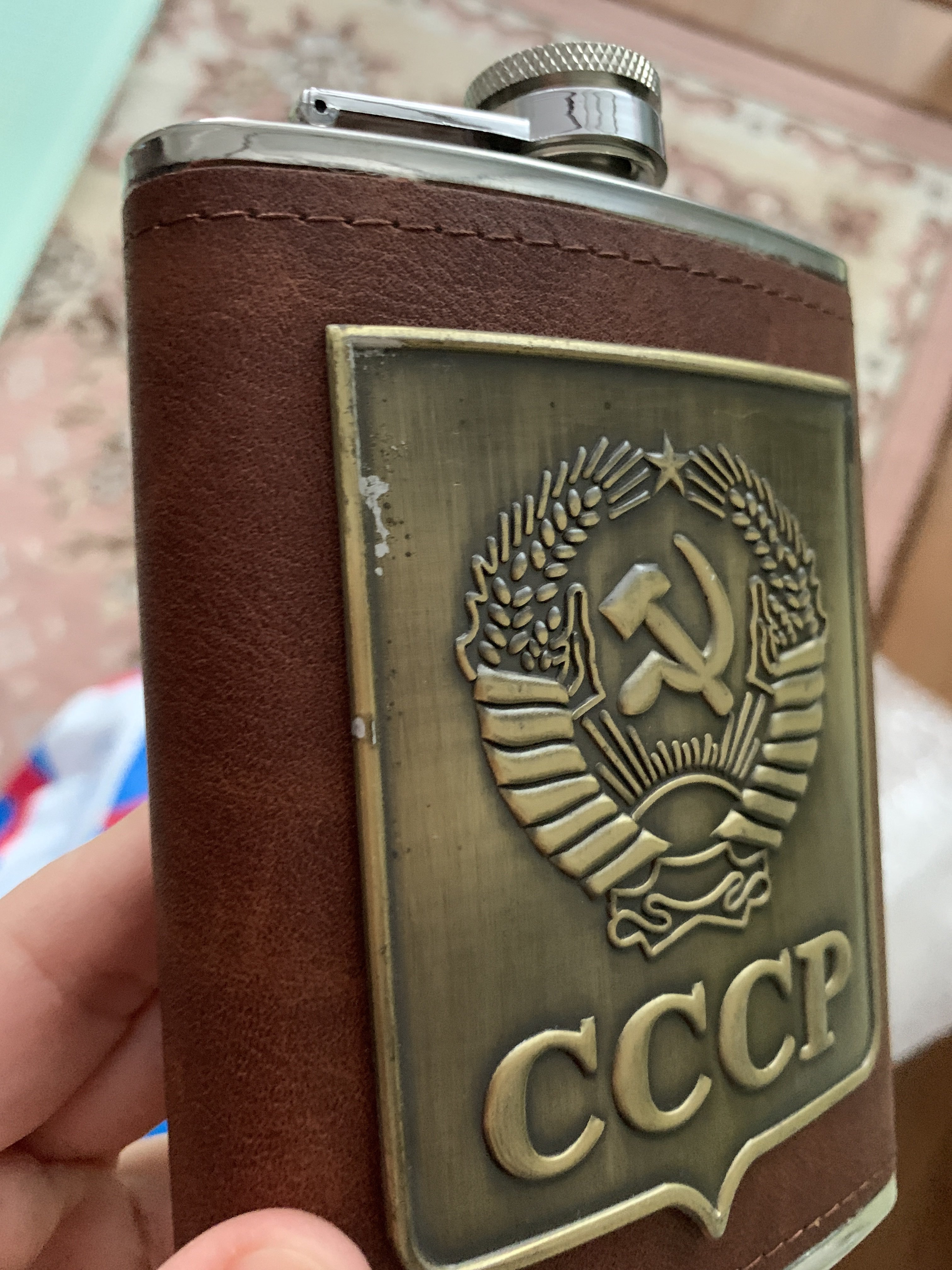 Фотография покупателя товара Фляжка 240 мл "Эмблема СССР", коричневая