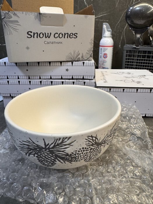 Фотография покупателя товара Салатник новогодний Доляна Snow cones, 800 мл, d=15.5 см, доломит - Фото 1