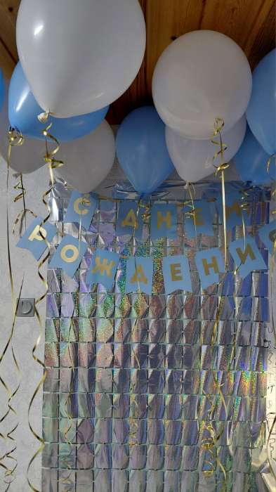 Фотография покупателя товара Гирлянда тиснение на бумаге «С Днем Рождения», черная, 156 см, 250 г/м² - Фото 1