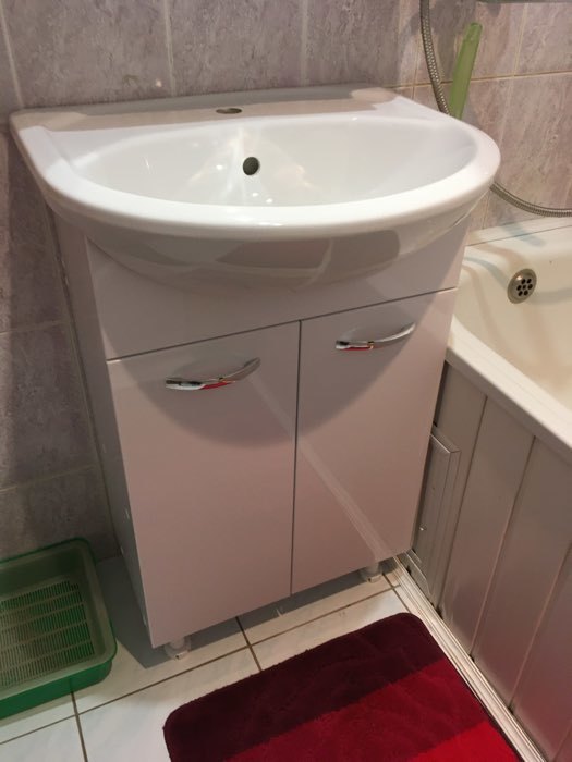 Фотография покупателя товара Комплект мебели для ванной: Тумба "Стандарт 55" + раковина "Исеть 55",   50 х 42 х 86 см - Фото 2