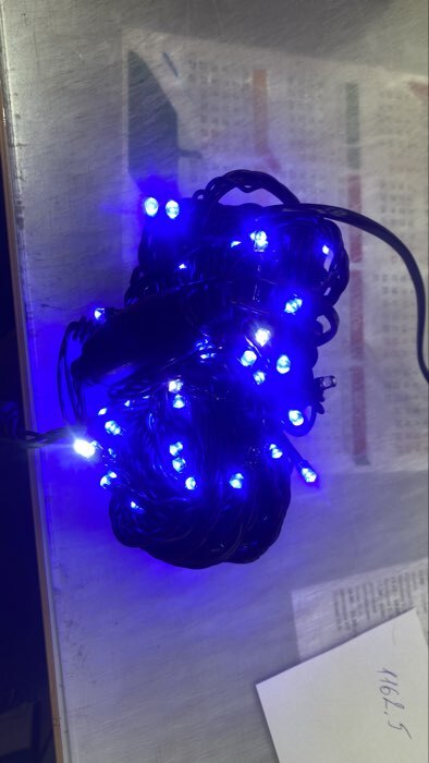 Фотография покупателя товара Гирлянда «Нить» 10 м, IP44, УМС, тёмная нить, 100 LED, свечение бело-синее, мигание, 220 В - Фото 1