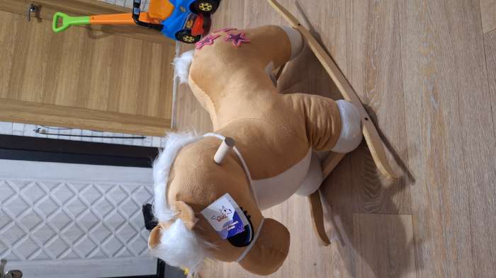 Фотография покупателя товара Качалка «Лошадка: Звёздочка», музыкальная, бежевая, цвет звёзд МИКС - Фото 8