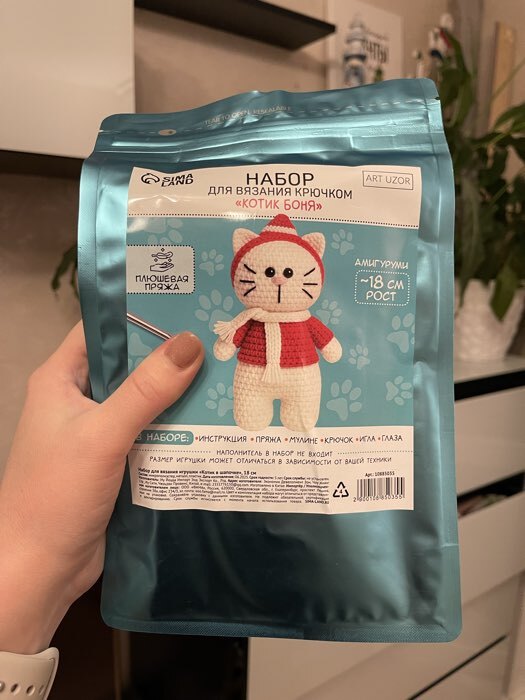 Фотография покупателя товара Набор для вязания игрушки «Медвежонок», 15 см, амигуруми - Фото 1