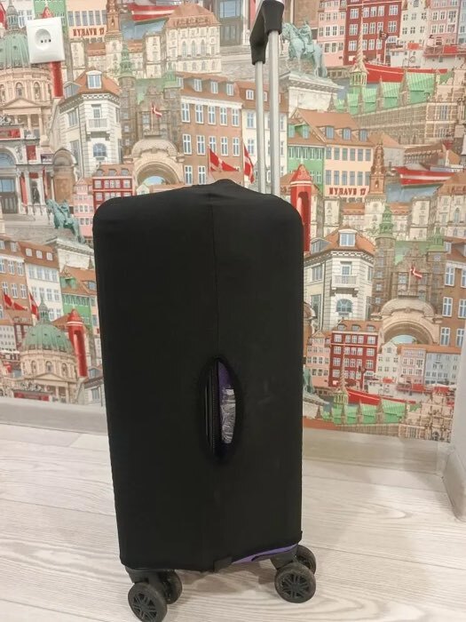 Фотография покупателя товара Чехол на чемодан на колёсах, 20" (S), однотонный, чёрный