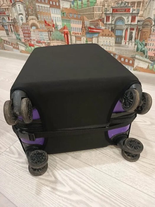 Фотография покупателя товара Чехол на чемодан на колёсах, 20" (S), однотонный, чёрный