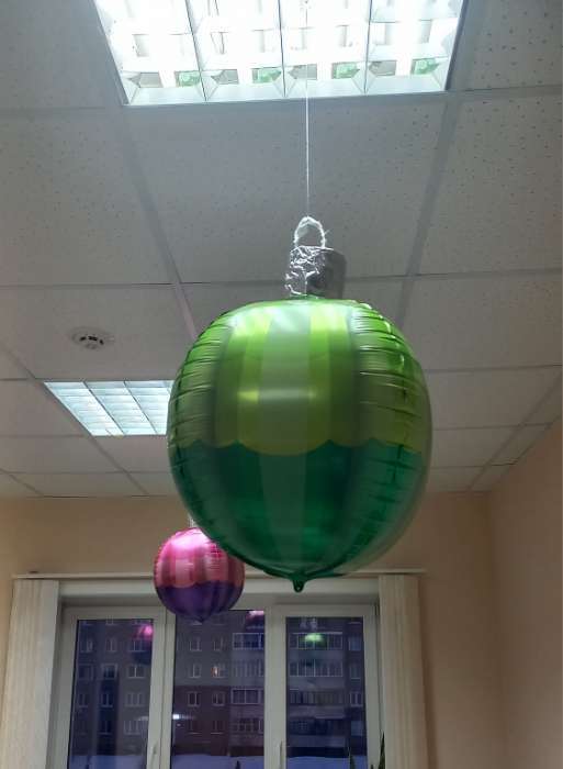 Фотография покупателя товара Воздушный шар фольгированный 20" «Сфера полосатая», зелёный - Фото 1