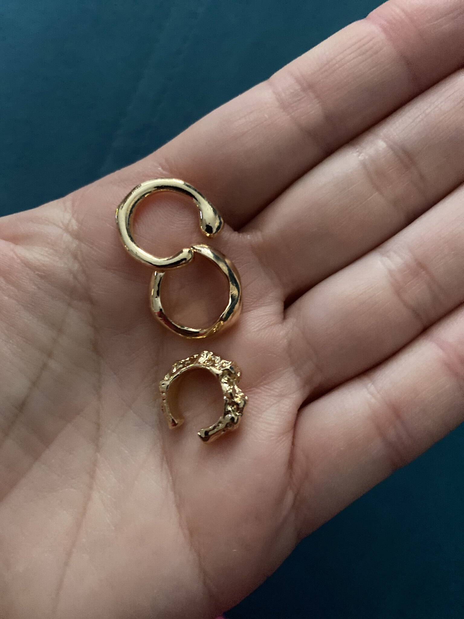 Фотография покупателя товара Серьги «Каффы» набор 3 шт., мятый, цвет золото - Фото 1