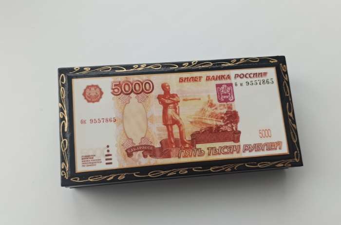 Фотография покупателя товара Шкатулка - купюрница «5000 рублей», 8,5×17 см, лаковая миниатюра