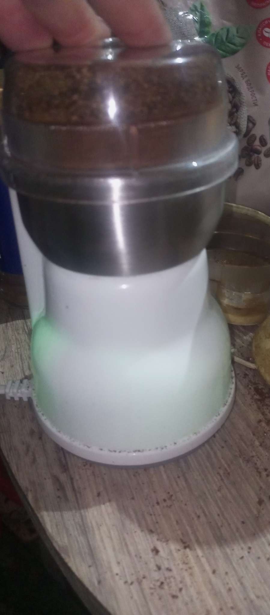 Фотография покупателя товара Кофемолка электрическая Luazon LMR-05, 160 Вт, 50 г, белая - Фото 4