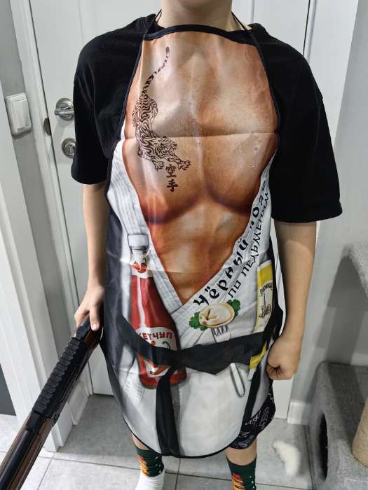 Фотография покупателя товара Фартук кухонный «Чёрный пояс по пельменям» - Фото 1