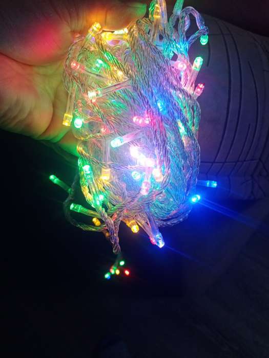Фотография покупателя товара Гирлянда «Нить» 10 м, IP20, прозрачная нить, 100 LED, 8 режимов, 220 В, свечение мульти