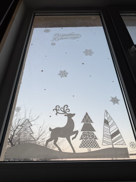 Фотография покупателя товара Наклейки на окна многоразовые «Новогодние снежинки», 33×50 см - Фото 6