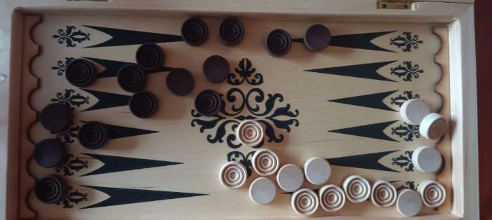 Фотография покупателя товара Настольные игры 3 в 1: шахматы, шашки, нарды, деревянные, большие, 40×40 см - Фото 2