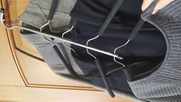 Фотография покупателя товара Плечики - вешалки для одежды многоуровневая Доляна, 40×50 см, цвет чёрный - Фото 3