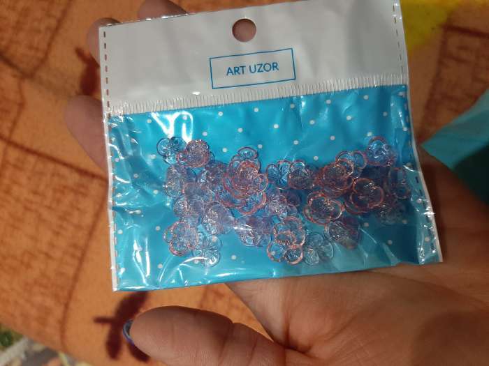 Фотография покупателя товара Бусины для творчества пластик "Шляпка для бусин" набор 50 шт прозрачный фиолет 0,4х1х1 см - Фото 14
