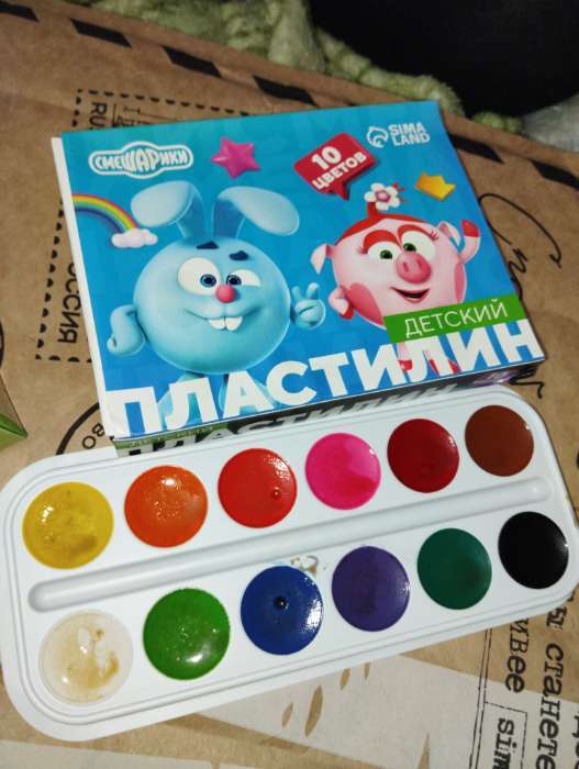 Фотография покупателя товара Набор для творчества, 3 предмета: пластилин, гуашь, акварель - Фото 1