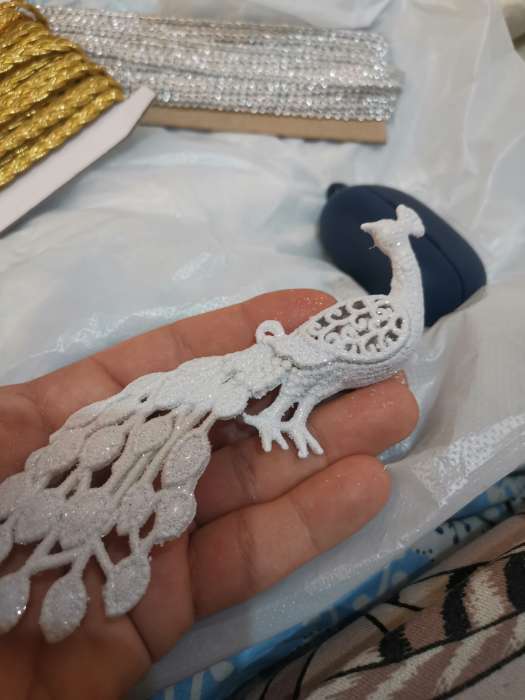 Фотография покупателя товара Ёлочные игрушки 2 шт. «Зимнее волшебство. Павлин» пластик, 5.5×16 см, белый - Фото 1