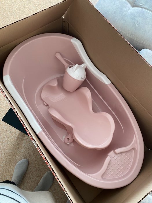 Фотография покупателя товара Набор для купания детский, ванночка 86 см., горка, ковш -лейка, цвет розовый