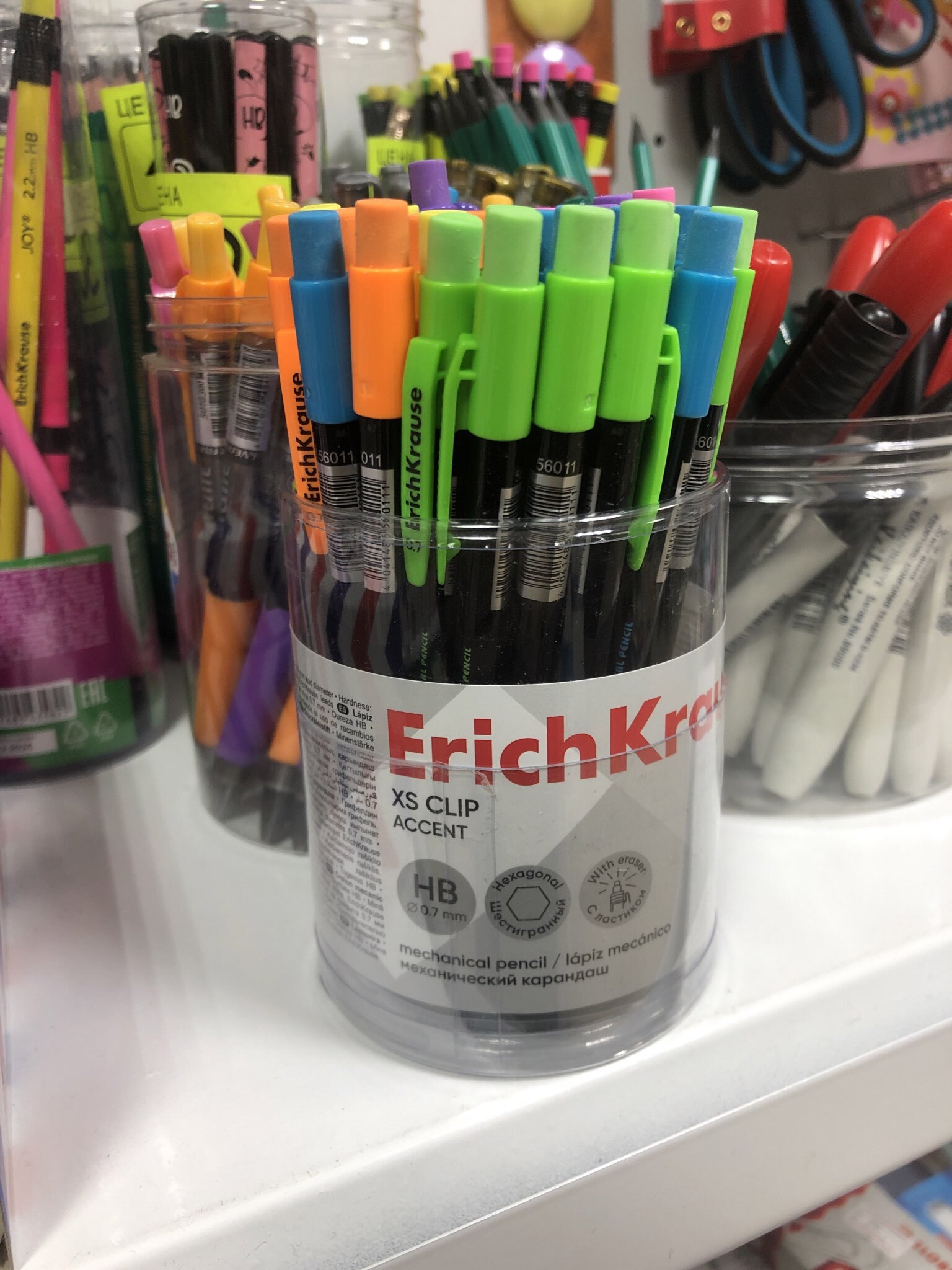Фотография покупателя товара Карандаш механический ErichKrause. XS Clip Accent, толщина грифеля 0.7 мм, НВ, с ластиком, МИКС - Фото 1