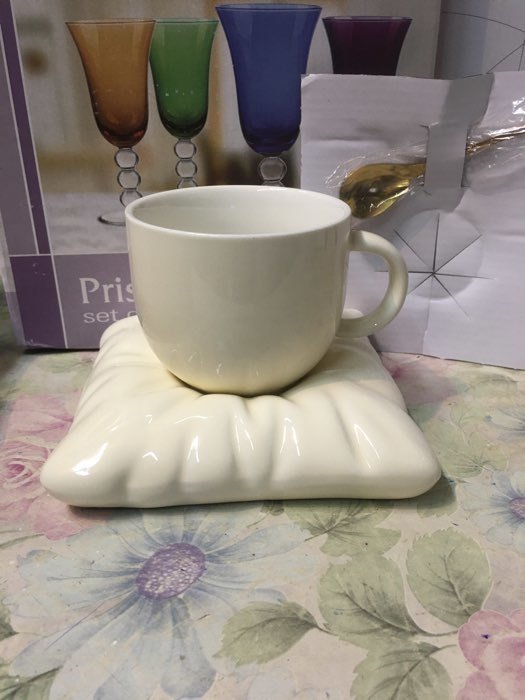 Фотография покупателя товара Чайная пара керамическая с ложкой «Зефирка», 2 предмета: чашка 250 мл, блюдце d=13 см, цвет голубой