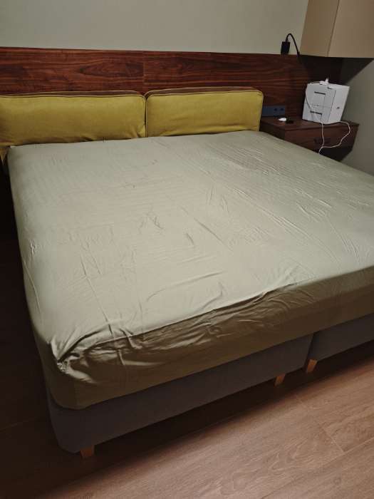 Фотография покупателя товара Простыня на резинке 2-спальная SL Home «Олива», 160×200+30 см, оливковая, сатин - Фото 1