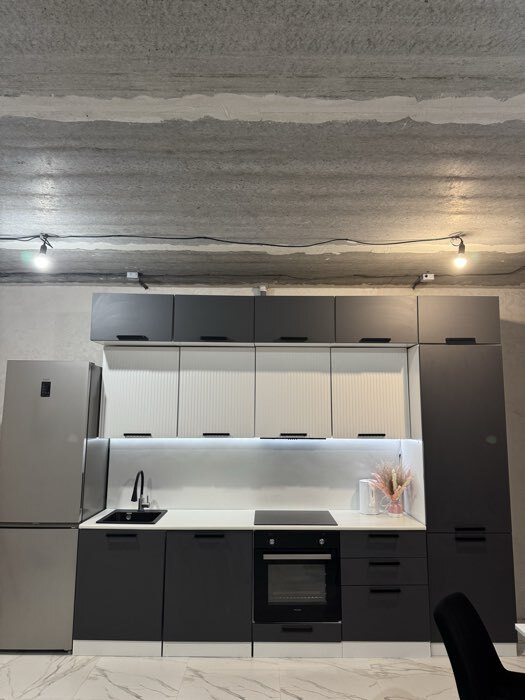 Фотография покупателя товара Кухонный гарнитур трёхуровневый под потолок «Кристен», 3000 мм, цвет графит софт фасады/белый софт - Фото 3