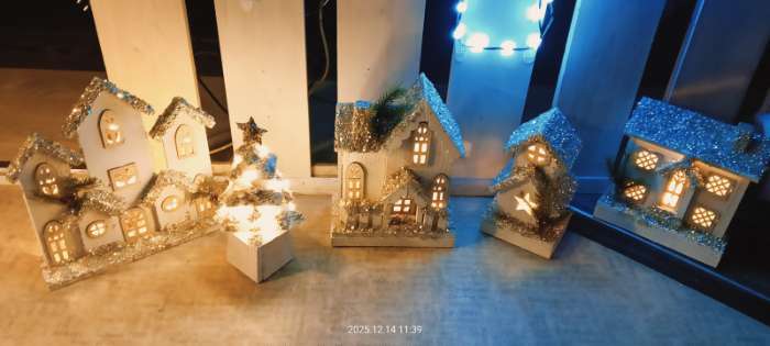 Фотография покупателя товара Фигура деревянная «Ёлочка белая», 27×14×14 см, 35 LED, от батареек AAx2, свечение тёплое белое - Фото 1