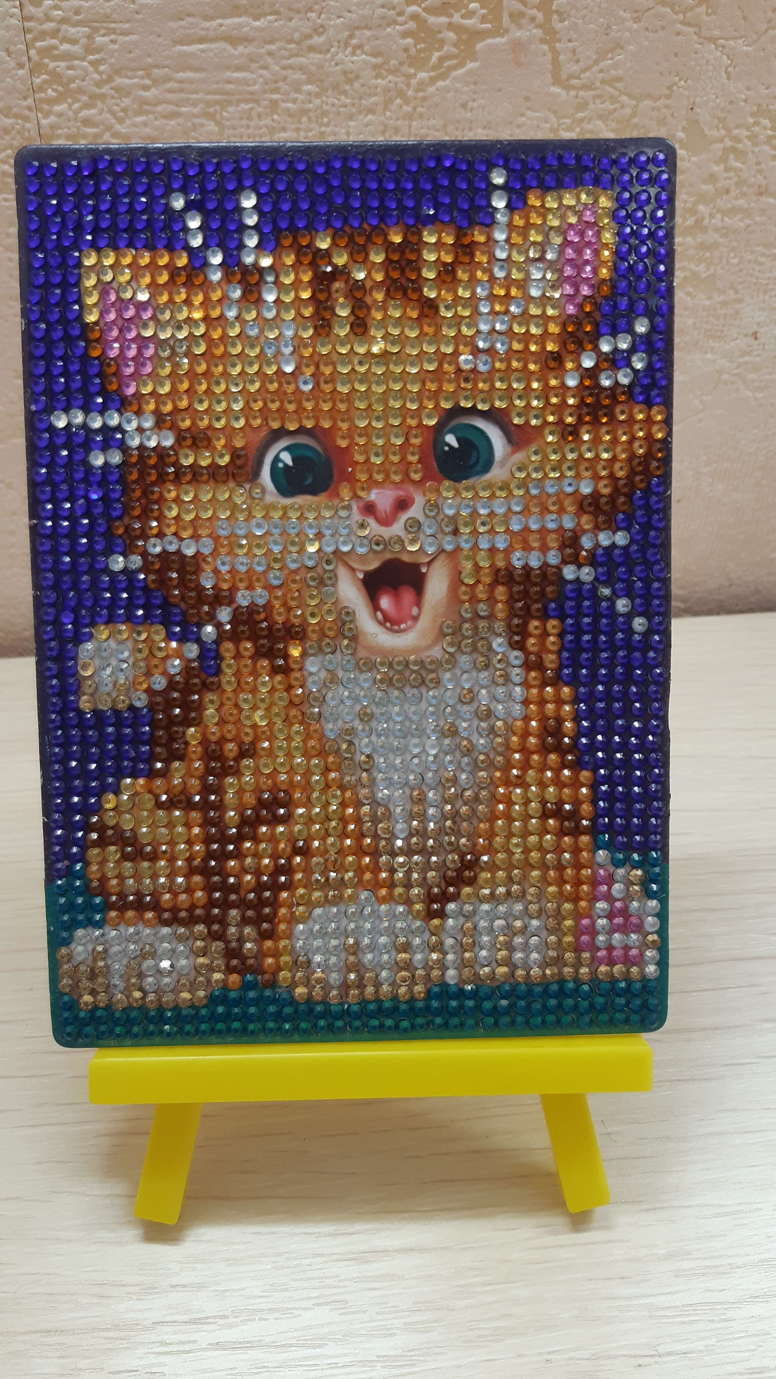 Фотография покупателя товара Алмазная мозаика с частичным заполнением на подставке для детей «Милый котик», 10 х 15 см - Фото 9